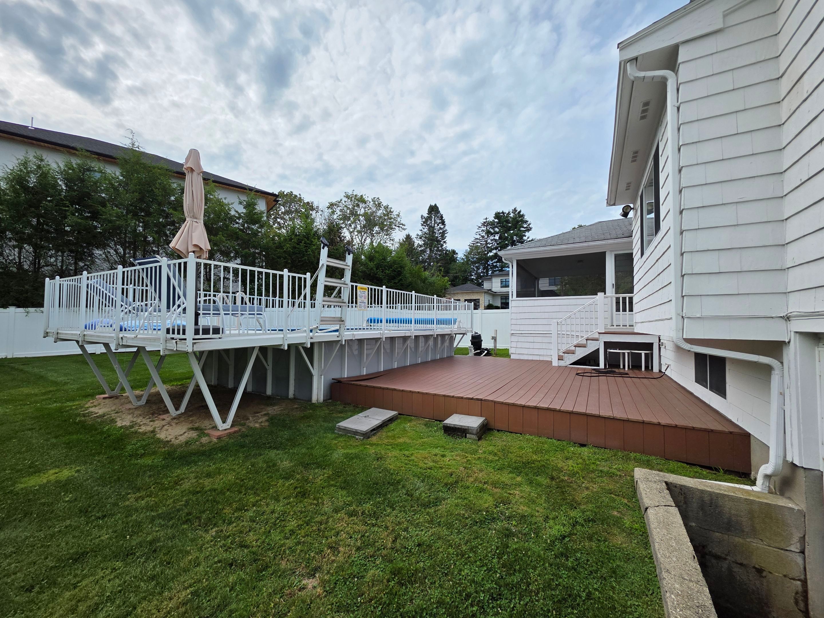 Before Decks in Newton, MA - Partial Deck Rebuild & Pool Stairs